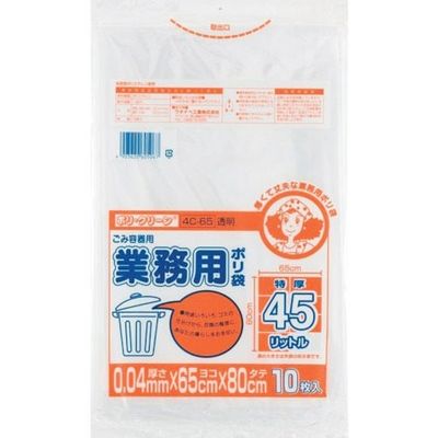 ワタナベ工業 ワタナベ 業務用 45L 透明 4C-65 1セット(200枚:10枚×20袋) 379-5383（直送品）