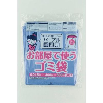 ワタナベ工業 ワタナベ お部屋で使うゴミ袋10~14L パープル半透明 HV-40 1セット(600枚:30枚×20袋) 379-5413（直送品）