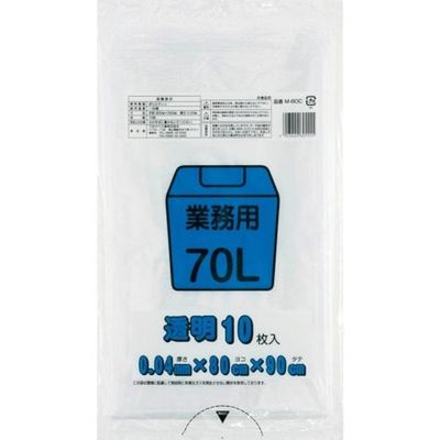 ワタナベ工業 ワタナベ 業務用 70L 透明 M-80C 1セット(300枚:10枚×30袋) 379-5372（直送品）