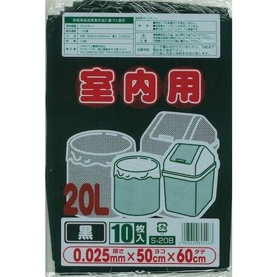 ワタナベ工業 ワタナベ 室内用20L黒LLD S-20B 1セット(300枚:10枚×30袋) 520-7396（直送品）
