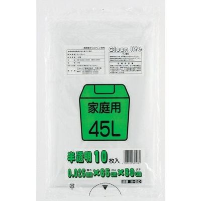 ワタナベ工業 ワタナベ 家庭用 45L 半透明 M-65D 1セット(600枚:10枚×60袋) 379-5358（直送品）