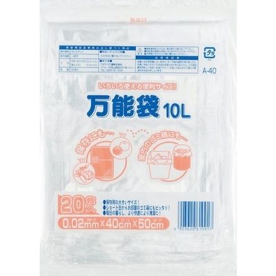 ワタナベ工業 ワタナベ 万能袋10L透明LLD A-40 1セット(1200枚:6枚×200袋) 520-7391（直送品）