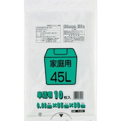 ワタナベ工業 ワタナベ 家庭用 45L 白半透明 M-65E 1セット(600枚:10枚×60袋) 379-5367（直送品）