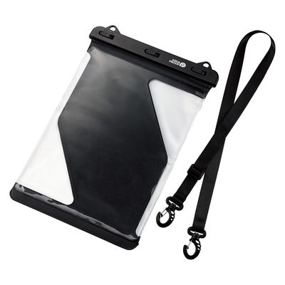 タブレットケース 防水ケース 汎用 IPX8 ネックストラップ付き ブラック TB-WPSR13BK エレコム 1個（直送品）