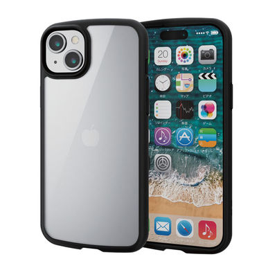 iPhone15 Plus ケース 衝撃吸収 フレームカラー ブラック PM-A23BTSLFCBK エレコム 1個（直送品）