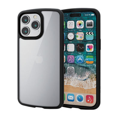 iPhone15 Pro Max ケース 衝撃吸収 軽量 フレームカラー ブラック PM-A23DTSLFCBK エレコム 1個（直送品）