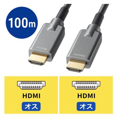 サンワサプライ ドラム付き光ファイバHDMIケーブル(8K対応・ブラック・100m) KM-HD20-UFBD100 1本（直送品）