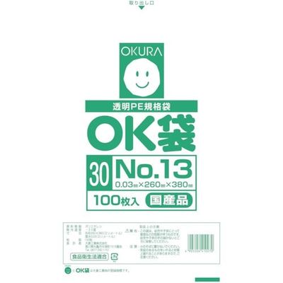 大倉工業 オークラ OK袋0.03mm13号 OK(30)13 1袋(100枚) 535-3145（直送品）