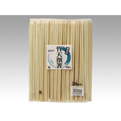 やなぎプロダクツ 割箸 竹天削箸 24cm 100膳入【weeco】 30点 P-424 1セット(30点入)（直送品）