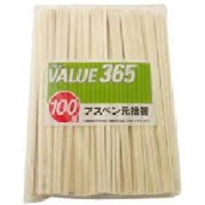 やなぎプロダクツ 割箸 バリュー365アスペン元禄箸裸100膳入 50点 RV-009 1セット(50点入)（直送品）
