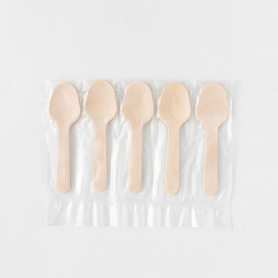 アサヒグリーン カトラリー　木製スプーン85 透明5連袋　10000枚(100枚×100) 10055000（直送品）