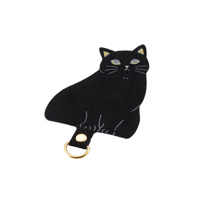 スマホ ストラップホルダー シート ケーブル穴用 1口タイプ 1枚入り 黒ネコ P-STHD1AMCATB エレコム 1個（直送品）