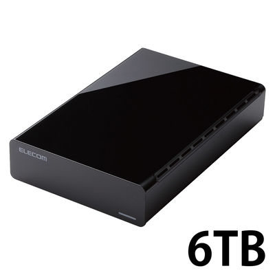 HDD 外付けハードディスク 6TB ファンレス静音設計 ブラック ELD-HTV060UBK 1台 エレコム（直送品）