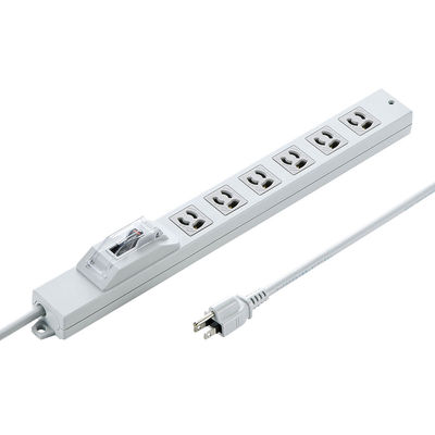 延長コード 電源タップ 5m 3P（ピン） 6個口 マグネット ライトグレー TAP-BR36A-5 サンワサプライ 1個（直送品）