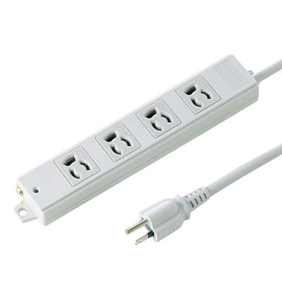 延長コード 電源タップ 1m 3P（ピン） 4個口 マグネット ライトグレー TAP-KE4-1 サンワサプライ 1個（直送品）