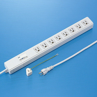 延長コード 電源タップ 2m 3P（ピン） 8個口 マグネット ライトグレー TAP-RE4MN サンワサプライ 1個（直送品）