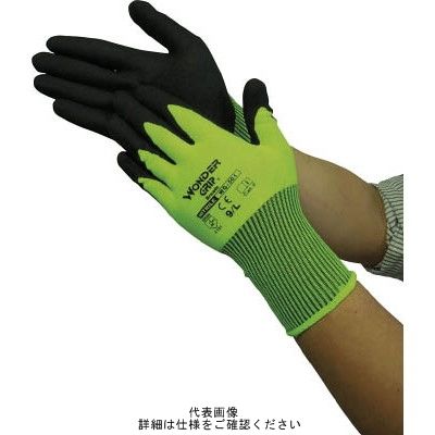 ユニワールド ニトリルゴム背抜き手袋 ワンダーグリップ ブレス 蛍光イエロー L WG-501-YE-L 1双 819-0448（直送品）