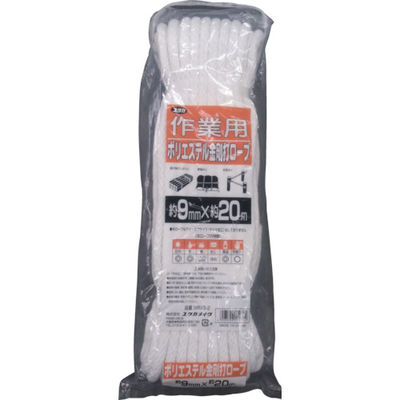 ユタカメイク ポリエステル金剛打作業用ロープ 9mm×20m WRXS-2 1巻 795-0594（直送品）