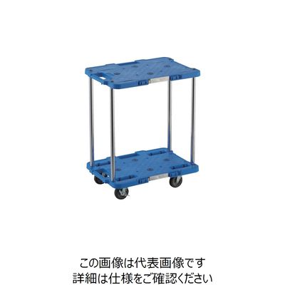 トラスコ中山 TRUSCO 樹脂製台車 ルートバン 2段式 370X500 4輪自在ストッパー付 青 MPB-502JS-B 1台（直送品）