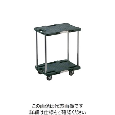 トラスコ中山 TRUSCO 樹脂製台車 ルートバン 2段式 370X500 4輪自在ストッパー付 緑 MPB-502JS-GN 1台（直送品）