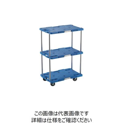 トラスコ中山 TRUSCO 樹脂製台車 ルートバン 3段式 400X600 4輪自在ストッパー付 青 MPB-603JS-B 1台（直送品）