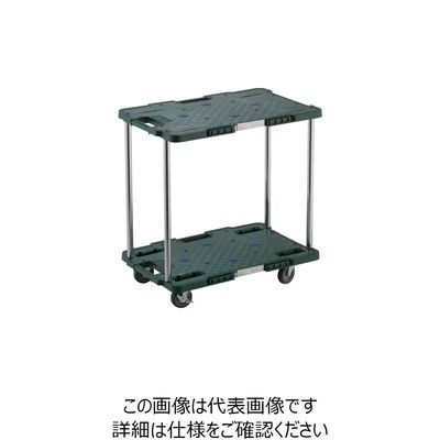 トラスコ中山 TRUSCO 樹脂製台車 ルートバン 2段式 400X600 4輪自在ストッパー付 緑 MPB-602JS-GN 1台（直送品）