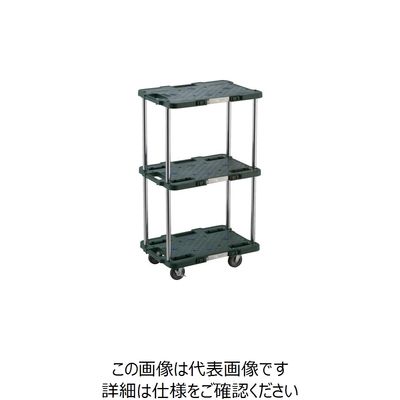 トラスコ中山 TRUSCO 樹脂製台車 ルートバン 3段式 370X500 4輪自在ストッパー付 緑 MPB-503JS-GN 1台（直送品）