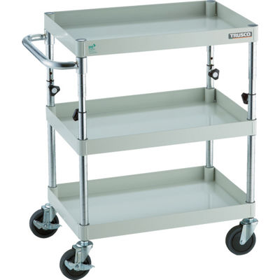 TRUSCO ツールワゴン フェニックスワゴン 省音 600X400XH700~950 3段 ホワイト PEW-A763-W 1台（直送品）