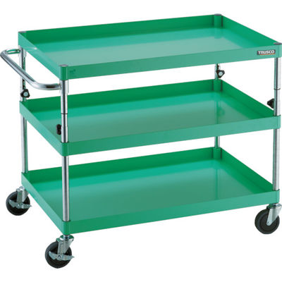 TRUSCO ツールワゴン フェニックスワゴン 省音 900X600XH700~950 3段 ヤンググリーン PEW-A793-YG 1台（直送品）