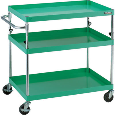 TRUSCO ツールワゴン フェニックスワゴン 省音 900X600XH880~1130 3段 ヤンググリーン PEW-A993-YG 1台（直送品）