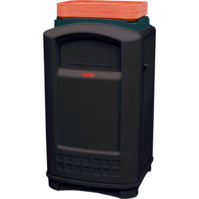 ニューウェルブランズ・ジャパン ラバーメイド 大型樹脂製ゴミ箱 プラザコンテナ トレイトップ付き ブラック 396307 1個（直送品）