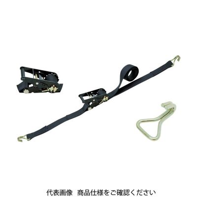 シライ ベルトラッシング(ラチェットバックル式) ベルタイト[[R上]] 黒 端末金具付き ナローフック付 RK35B5NH200（直送品）