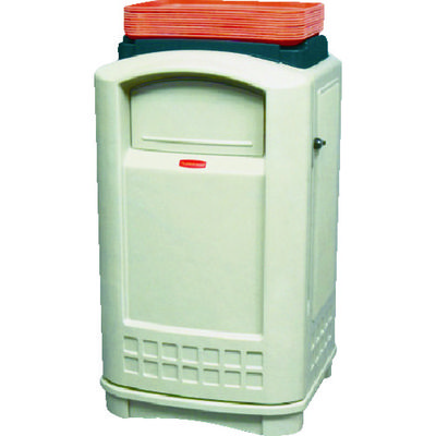 ニューウェルブランズ・ジャパン ラバーメイド 大型樹脂製ゴミ箱 プラザコンテナ トレイトップ付き ベージュ 396302 1個（直送品）