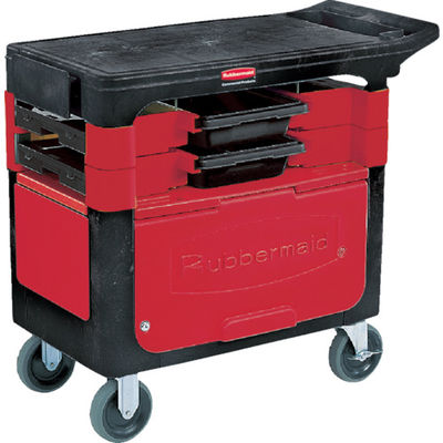 ニューウェルブランズ・ジャパン ラバーメイド 樹脂製ワゴン トレードカート カギ付き/ボックス・ビン付き ブラック 61808807 1台（直送品）