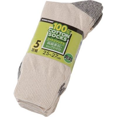 ユニワールド WORKS HOMME コットンソックス 先丸 5足組 991 1パック(5足) 819-2381（直送品）