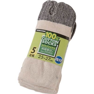 ユニワールド WORKS HOMME コットンソックス 指付 5足組 992 1パック(5足) 819-2382（直送品）
