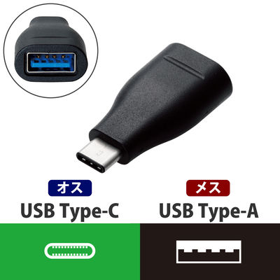 エレコム スマホ用USB変換アダプタ/USB(Aメス)-USB(Cオス)/黒 MPA-AFCMADBK 1個（直送品）