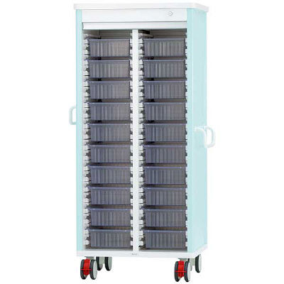 ケルン ミキシングカート ライトグリーン（20床用）鍵付 透明 KC-102-02 1台 24-5215-01-01（直送品）