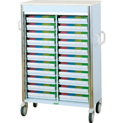 ケルン 与薬カート レギュラータイプ(2列)22床用 ライトブルー KC-471-S 1台 24-3920-01-01（直送品）