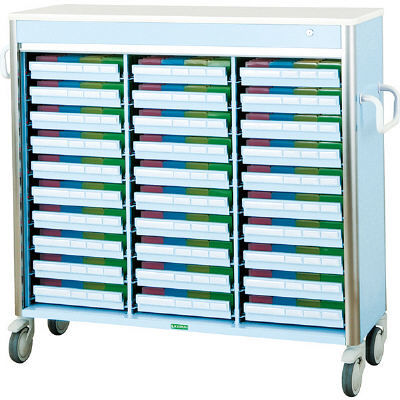 ケルン 与薬カート レギュラータイプ(3列)30床用 ライトブルー KC-475-S 1台 24-3921-00-01（直送品）