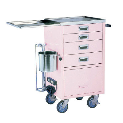 松吉医科器械 コンパクト救急カート(4段) ピンク YL-EC01P 1台 23-5232-01（直送品）