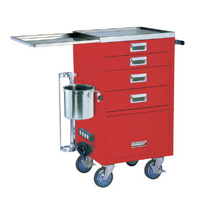 松吉医科器械 コンパクト救急カート(4段) レッド YL-EC01R 1台 23-5232-00（直送品）