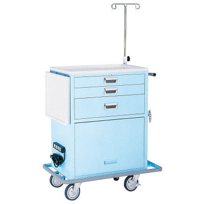 松吉医科器械 ワイド救急カート(3段) ブルー YL-EC02B 1台 23-5233-02（直送品）