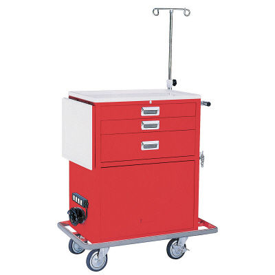 松吉医科器械 ワイド救急カート(3段) レッド YL-EC02R 1台 23-5233-00（直送品）