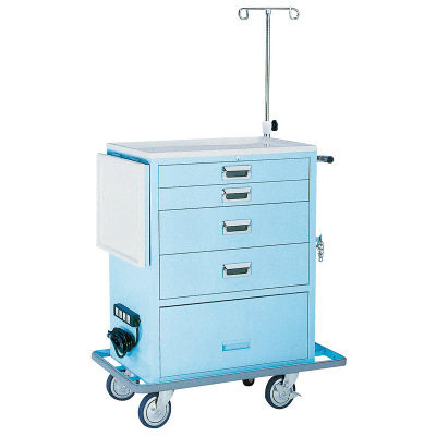 松吉医科器械 ワイド救急カート(4段) ブルー YL-EC03B 1台 23-5234-02（直送品）