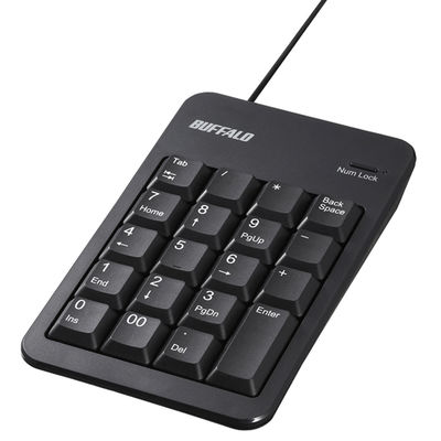 バッファロー 有線テンキーボード Tabキー付き ブラック BSTK100BK 1台（直送品）