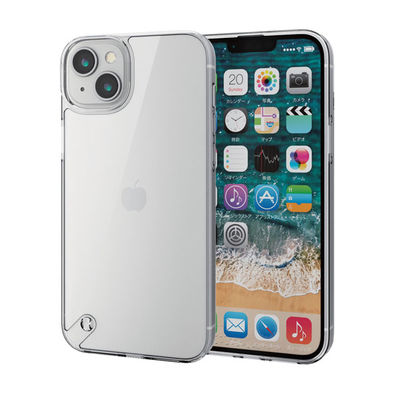 iPhone14 Plus ケース カバー ハイブリッド 超衝撃吸収 スリム ストラップホール付 クリア エレコム 1個（直送品）