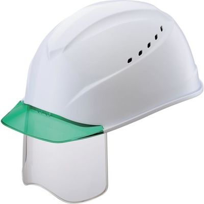 タニザワ エアライトS搭載ヘルメット(グリーン透明ひさし・溝・通気孔・シールド付) 白色 1230VJ-SH-V3-W3-J 1個（直送品）