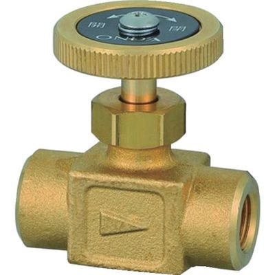 オンダ製作所 ストレートミニチュアバルブ Rc1/4×Rc1/4 黄銅ハンドル OMV-960-3 1個 267-2088（直送品）