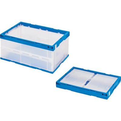 積水テクノ成型 積水 折りたたみコンテナ エコタイプ フタ無し 透明×ダークブルー 40リットル 透明青 STS4DB TMB 1個（直送品）